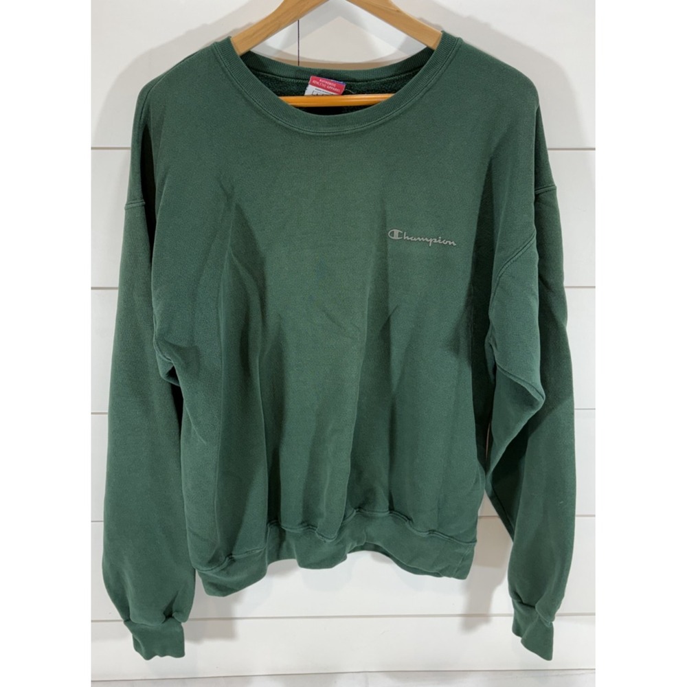 Vintage 90s Champion Crewneck Sweatshirt Green Logo Size Large L